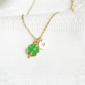 Four Leaf Clover Necklace: Lucky Charm, Personalized Initial