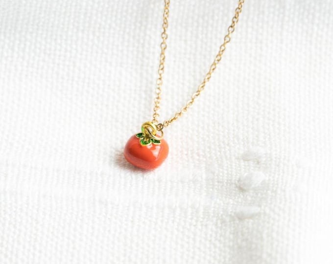Tomato Pendant Necklace: 18k Gold Plated Initial Charm
