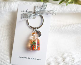 Strawberry Jar Keychain: Personalized Initial Charm, Fruit Keyring