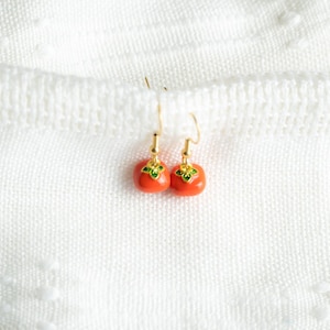 Tomato Drop Earrings, Tomato Jewelry, Cute Vegetable Charm Earrings for women, girls gift, Christmas Gift, Veggie lover present