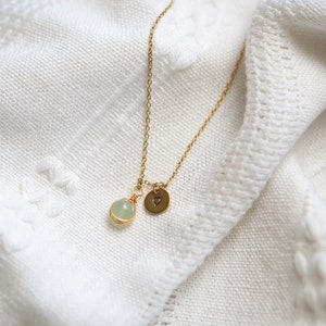 Green Aventurine Necklace, Personalized Natural Gemstone Necklace, birthday gift,  minimalist gifts,  wire wrapped jewelry