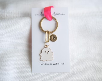 Halloween Ghost Keychain: Personalized Initial Charm