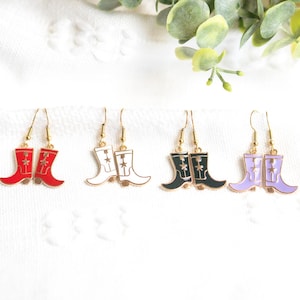 Cowgirl or Cowboy Boots Drop Earrings, Western Themed Earrings Dangle, Handmade Earrings gifts for best friend, sister