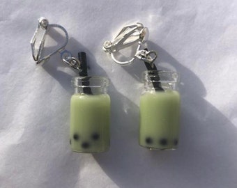 clip on/hook bubble tea boba earrings customisable