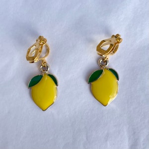 clip on/hook lemon earrings