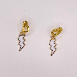 clip on/hook white lightning earrings