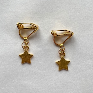 clip on/hook gold star earrings