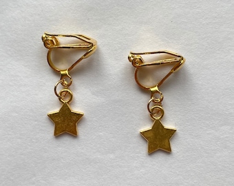 clip on/hook gold star earrings