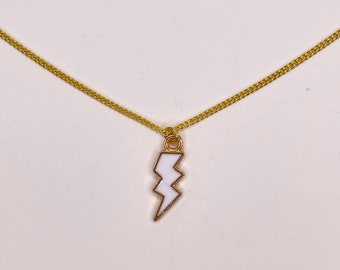 white lightning necklace gold