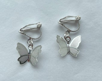 clip on/hook butterfly earrings dainty silver