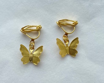 clip on/hook butterfly earrings dainty gold