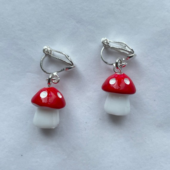 Clip on cheap mushroom earrings