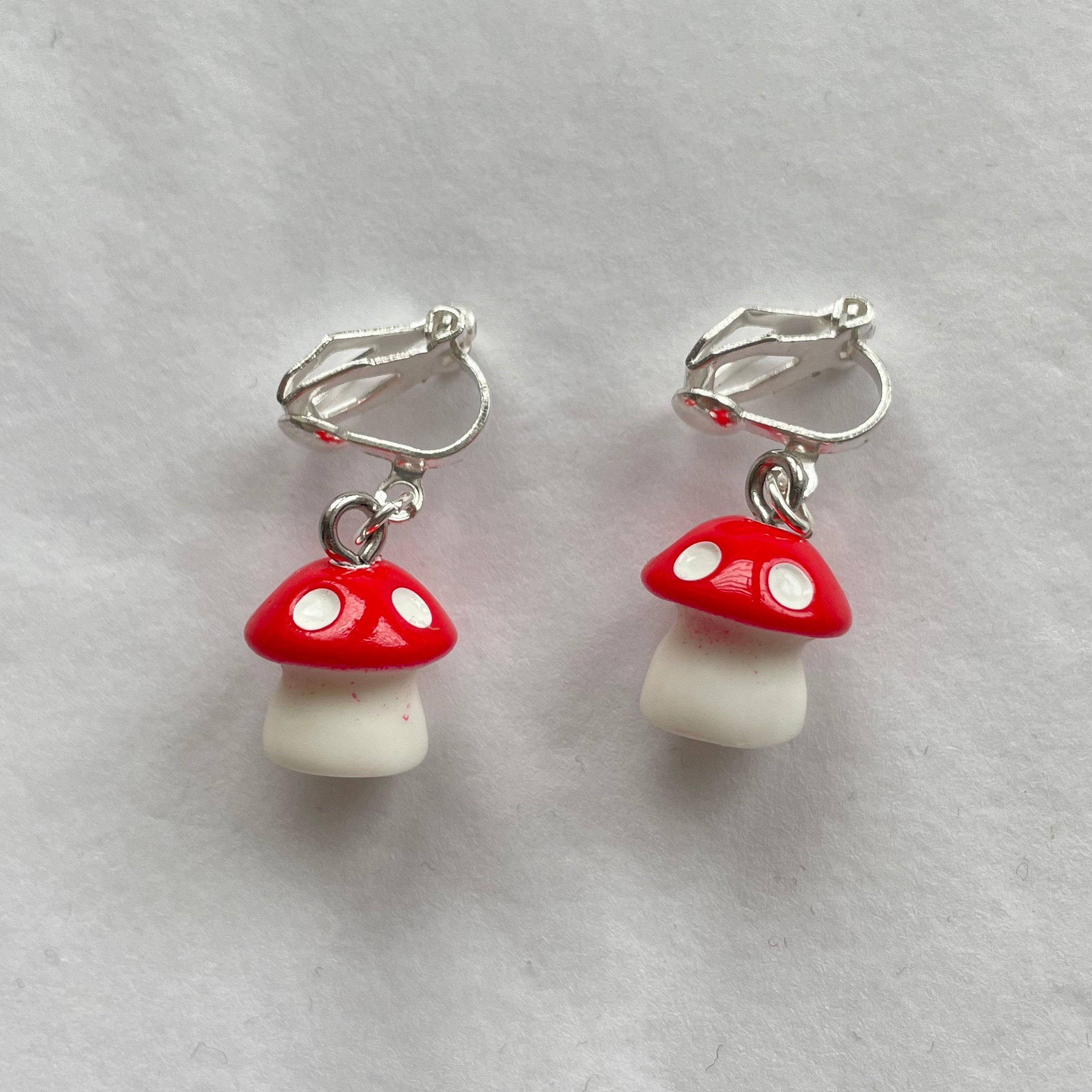 Clip on mushroom earrings deals