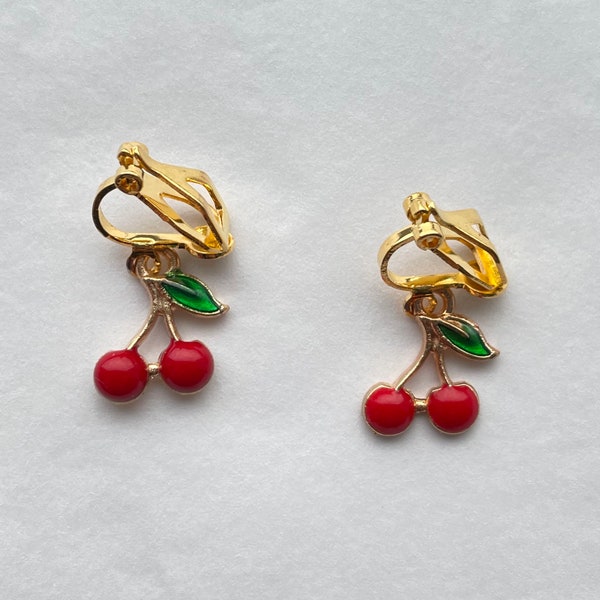 clip on/hook cherry earrings