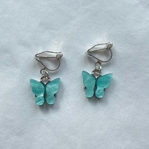 clip on/hook butterfly earrings silver