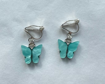 clip on/hook butterfly earrings silver