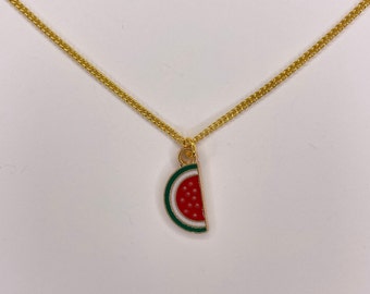 watermelon enamel necklace