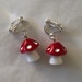 mushroom clip on/hook earrings 8 colours 