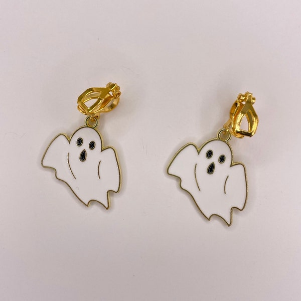 clip on/hook spooky ghost earrings gold/silver