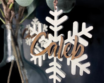 Personalized name snowflake ornaments