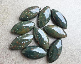 Natural Bloodstone Marquise Cabochon Flat Back Calibrated Loose Gemstone for Jewelry Making