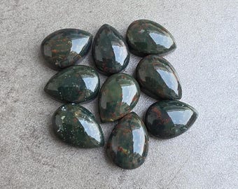 Natural Bloodstone Cabochon Pear Shape Flat Back Calibrated Gemstone  All Sizes Available