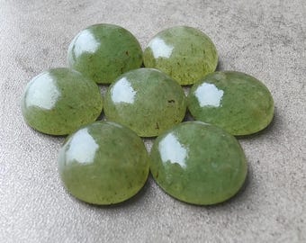 Natural Green Aventurine Round Cabochon Flat Back Calibrated Loose Gemstone, for Jewelry Making