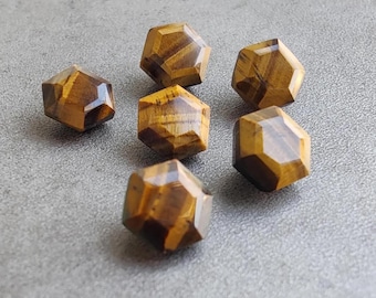 Natural Tiger Eye Hexagon Cabochon, Faceted Cut Gemstone