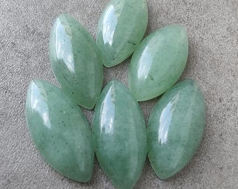 Natural Green Aventurine Cabochon Marquise Shape Flat Back Calibrated Gemstone, for Jewelry Making