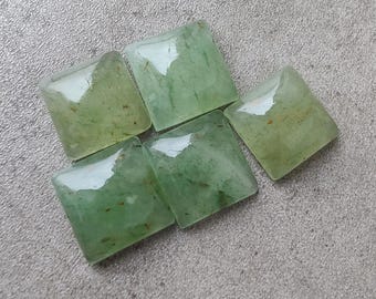 AAA+ Natural Aventurine Cabochon Square Shape Flat Back Calibrated Gemstone, for Jewelry Making
