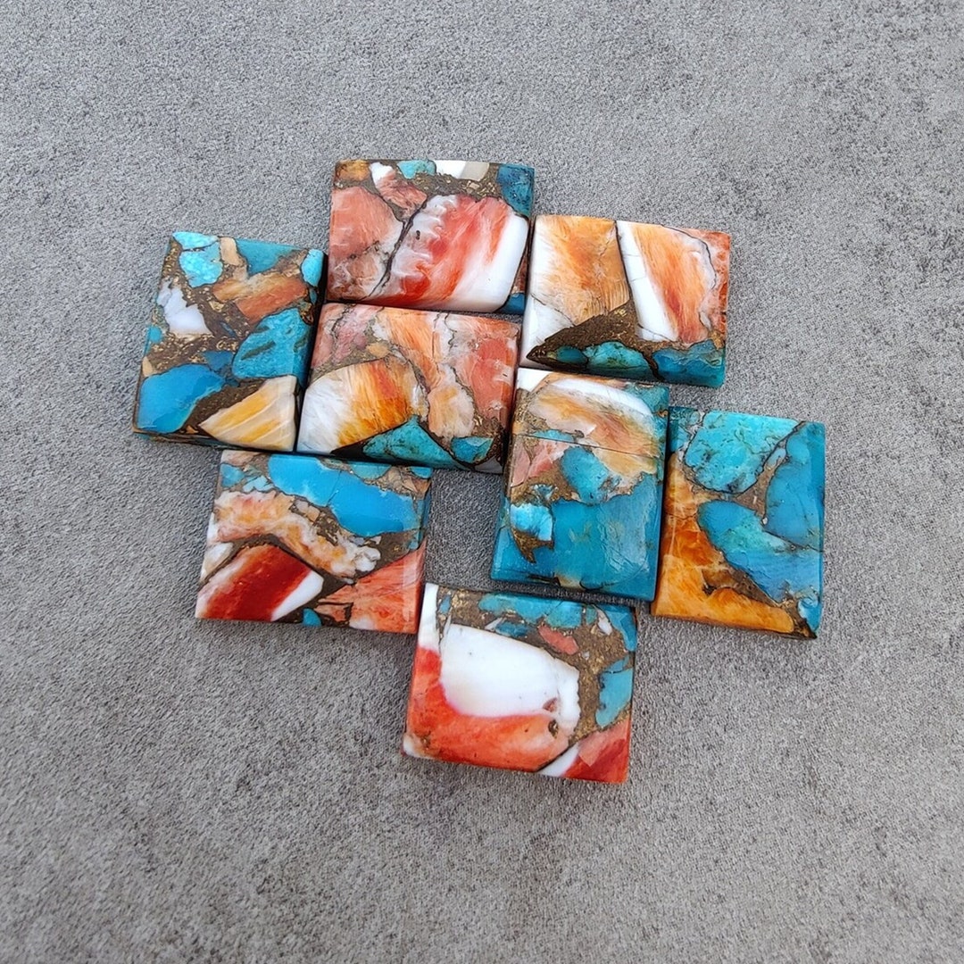 Natural Spiny Oyster Turquoise Rectangle Shape Gemstones AAA ...