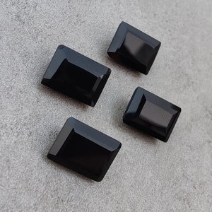 AAA+ Black Onyx Faceted Cut Rectangle Shape Calibrated Gemstone, All Sizes Available
