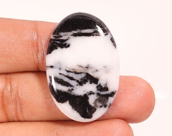Maravillosa calidad superior natural negro cebra jaspe forma ovalada cabujón piedra preciosa suelta para hacer joyas 53.20 Ct 38X25X6 MM NF-5861
