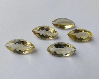 Natural Lemon Quartz Marquise Shape Faceted Cut Calibrated AAA+ Quality Wholesale Cabochon, All Sizes Available