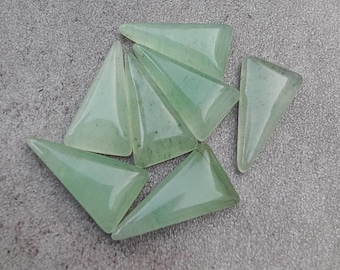 Cabochon triangle en aventurine naturelle, pierre précieuse à dos plat