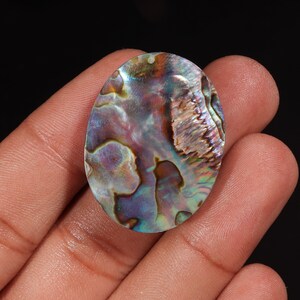Natural Abalone Shell Cabochon: Oval Gemstone for Jewelry Making (54.90 Ct 35X26X7 MM)