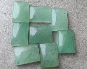 Natural Green Aventurine Rectangle Cabochon Flat Back Calibrated Gemstone, for Jewelry Making