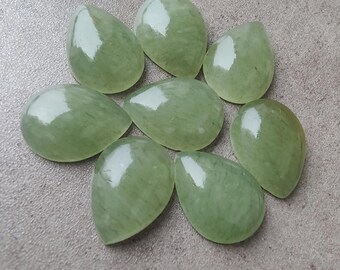 Natural Green Aventurine Cabochon Pear Shape Flat Back Calibrated AAA+ Gemstone, Jewelry Making