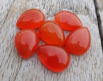 Natural Carnelian Cabochon Pear Shape Flat Back Calibrated Orange Gemstone for Jewelry Making