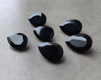 Natural Black Onyx Faceted Cut Pear shape Handmade gemstone