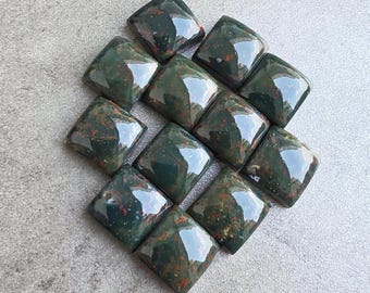 Natural Bloodstone Cabochon Square Shape Flat Back Calibrated Loose Gemstone for Jewelry Making