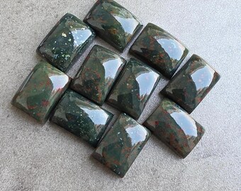 Natural Bloodstone Cabochon Rectangle Shape Flat Back Calibrated AAA+ Gemstone for Jewelry Making