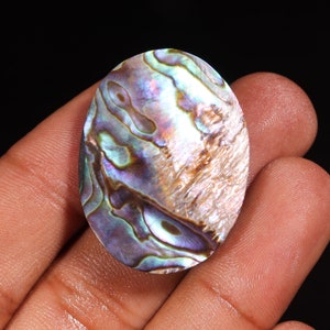 Natural Abalone Shell Cabochon: Oval Gemstone for Jewelry Making (35X27X7 MM)