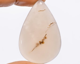 Splendida pietra preziosa sfusa cabochon a forma di pera di agata del Montana naturale al 100% di alta qualità per realizzare gioielli da 49 ct. 42X29X5 mmNF-1668