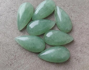 Natural Aventurine Cabochon Teardrop Shape Flat Back Calibrated Loose Gemstone, for Jewelry Making Supplies