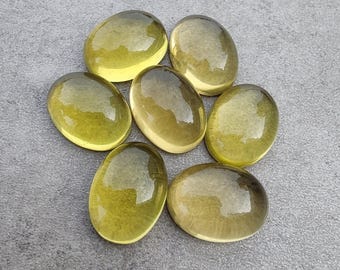 Natural Lemon Quartz Oval Shape Gemstone Flat Back Calibrated AAA+ Quality Wholesale Cabochon, Custom Sizes Available