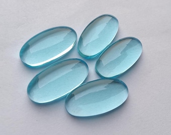 Blue Quartz Cabochon Big Oval Shape Flat Back Calibrated Loose Gemstone, for Jewelry Making