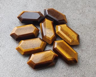 AAA+ Natural Tiger Eye Tablet Cut Hexagon Shape Flat Back Calibrated AAA+ Gemstone