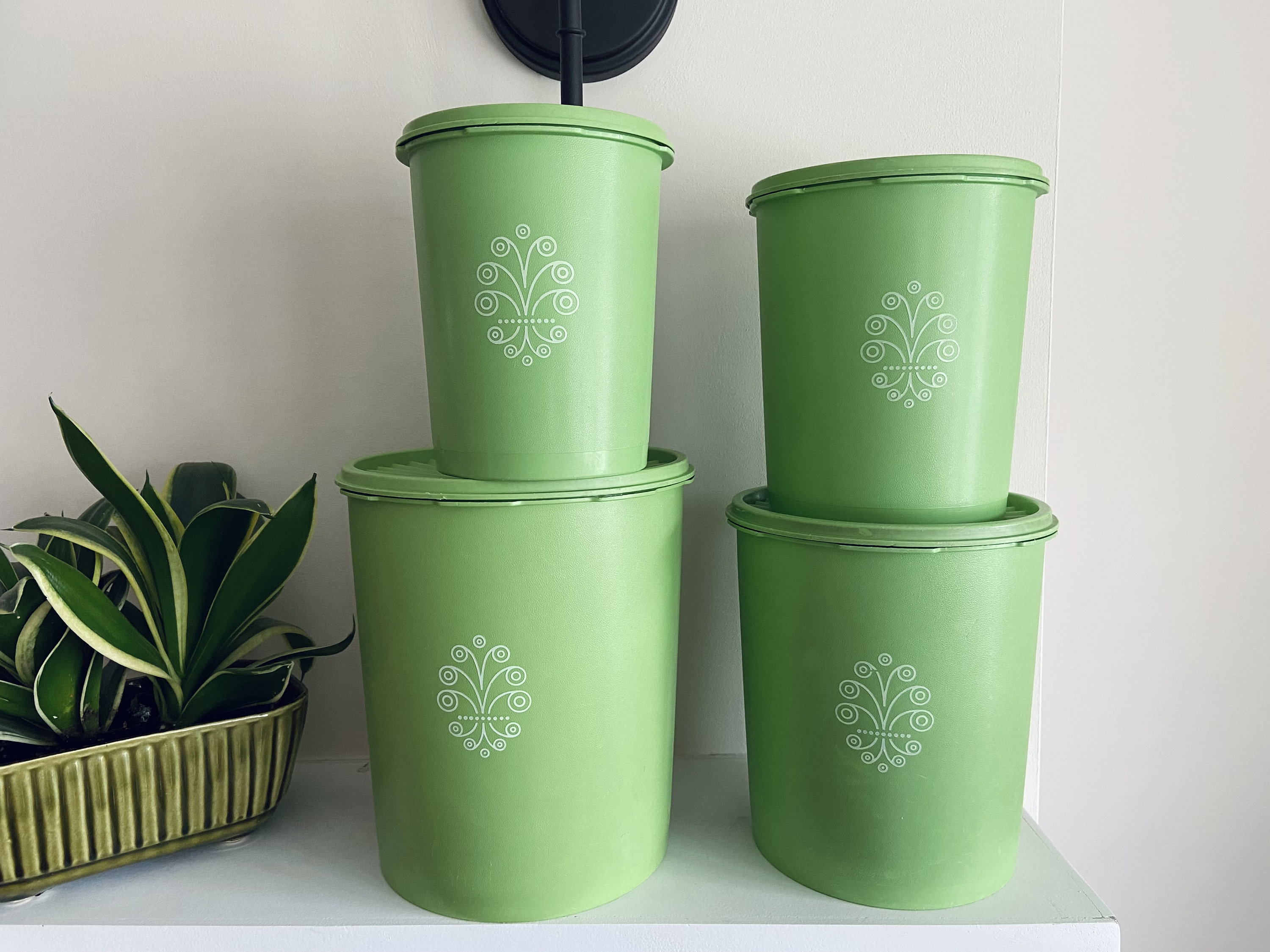 Vintage Green Tupperware Canister