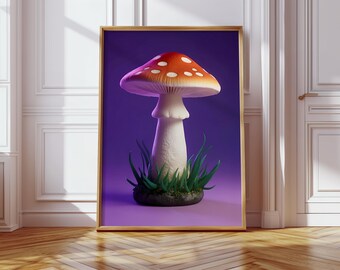 Lámina de arte mural con hongos: decoración caprichosa de setas de hadas
